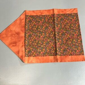Floral Table Runner  with Orange Trim